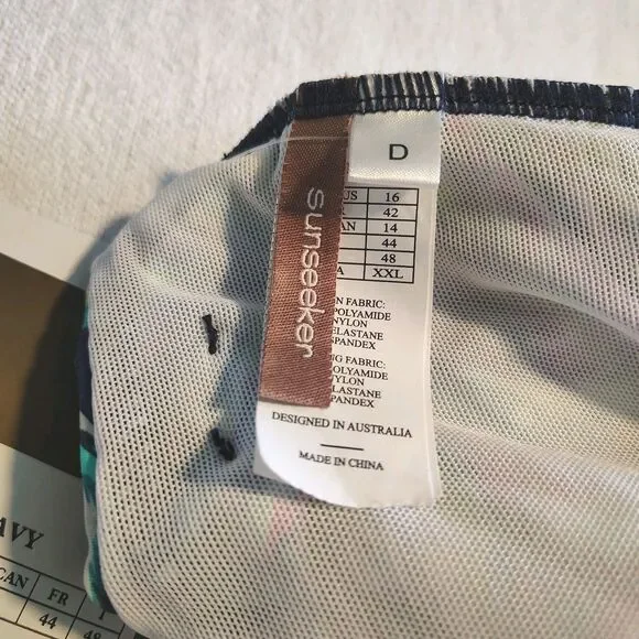 Sunseeker One Piece Swimsuit Size 14 D Cup Tummy Control Tropical Leaf Ruched - Picture 6 of 14